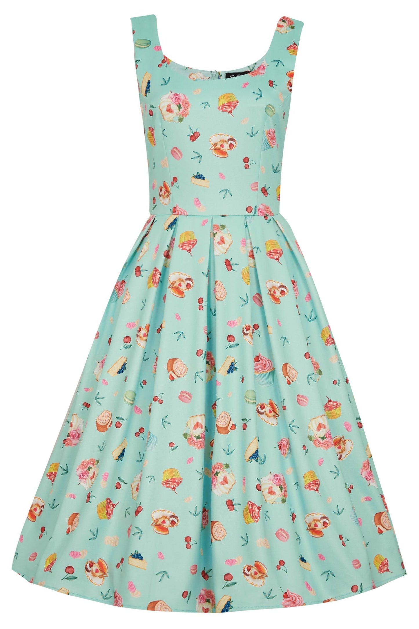 Amanda 50's Afternoon Tea Dress In Blue Cake Print