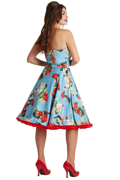 Melissa Tropical Strapless Cocktail Dress with Parrots & Toucans