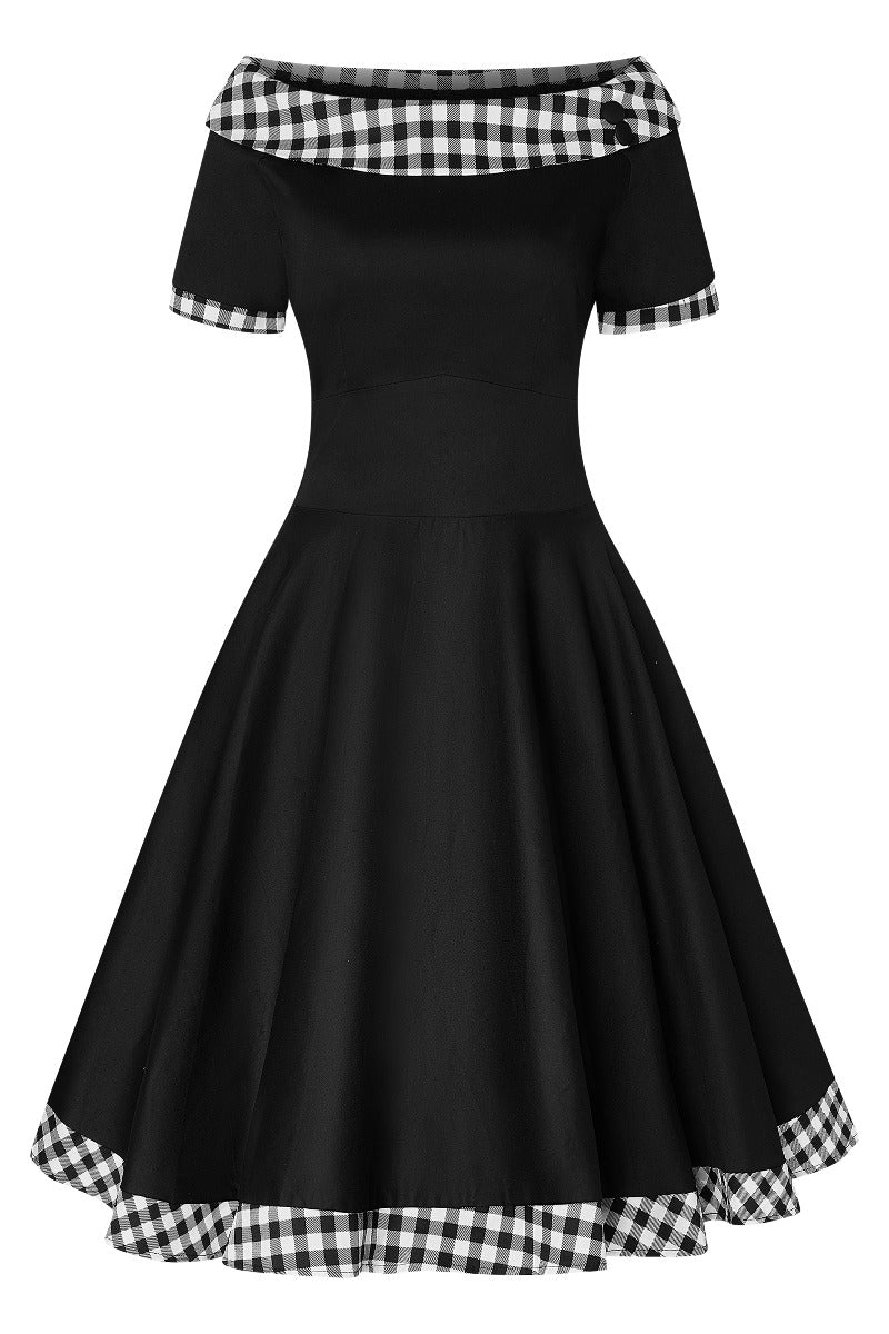 Darlene Retro Black Gingham Swing Dress