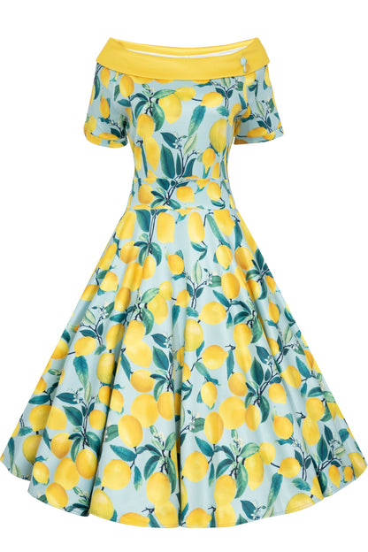 Darlene Blue Lemon Flared Dress