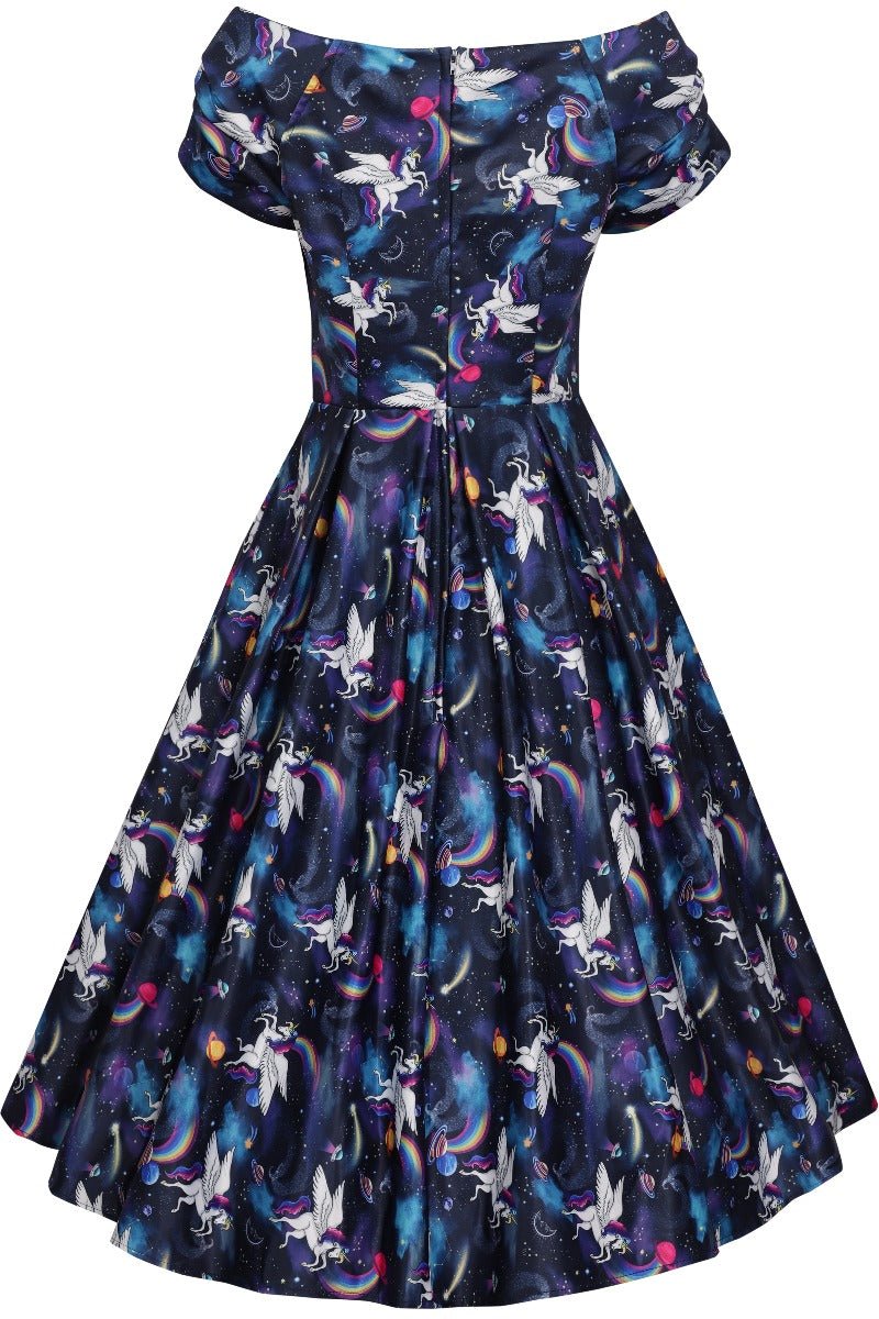 Lily Retro Off Shoulder Unicorn Swing Dress